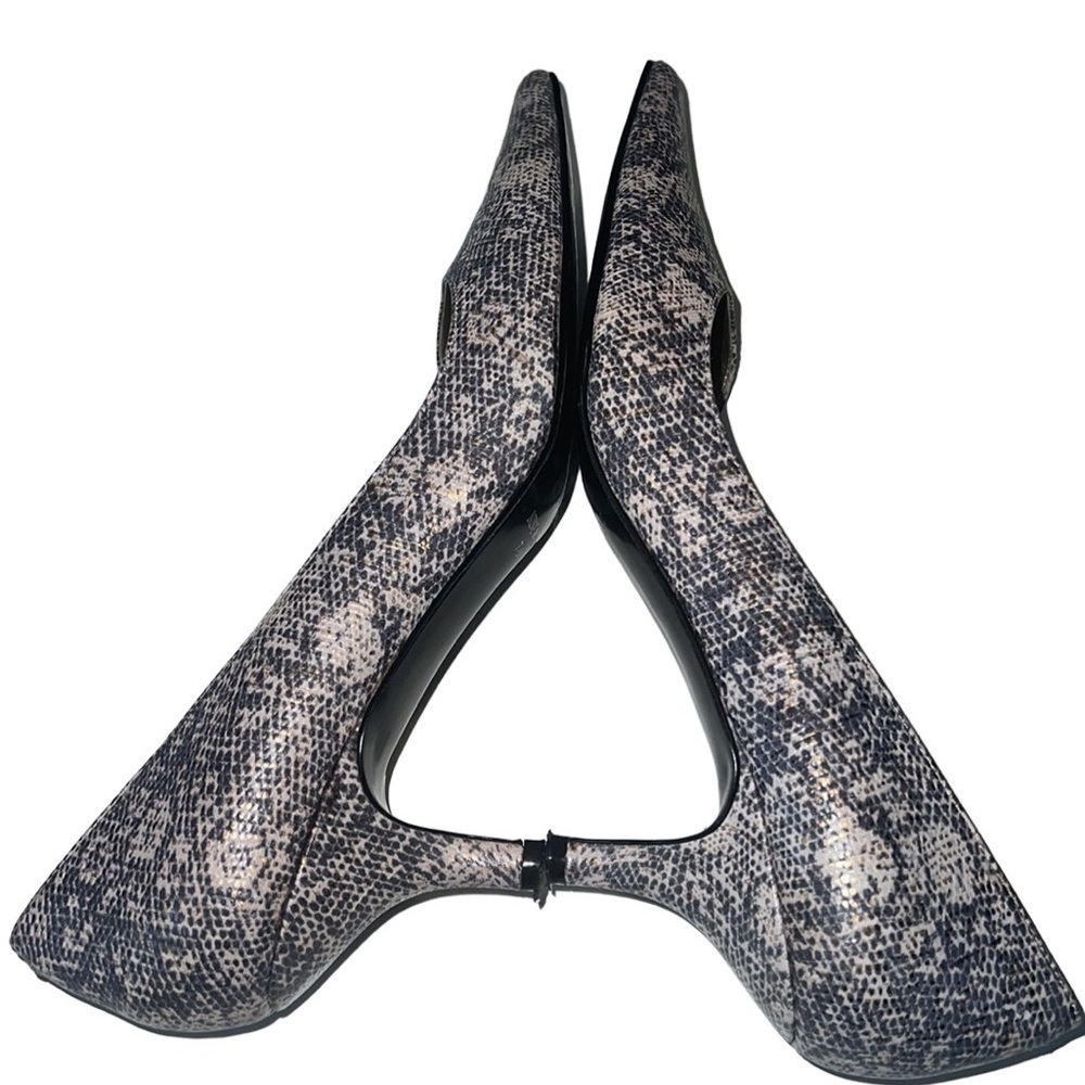 Nine West Abigayles Leather Snakeskin Print Gray, Gold Ivory Pumps Size 7.5 - Picture 5 of 10